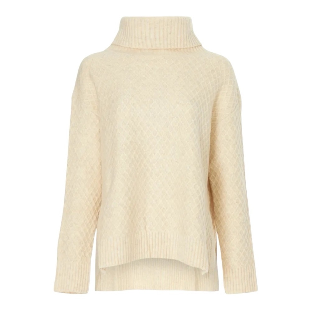 Adam Lippes Marled Turtleneck Sweater High Low Off White Cream Size Small